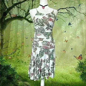 NWT Y2k 90s White/Green Floral Pattern By Size Xs